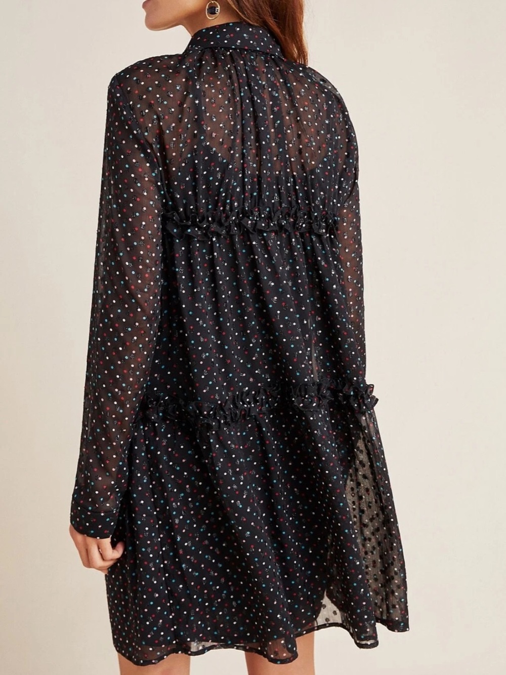 EVA FRANCO ANTHROPOLOGIE Haven Ruffled Polka Dot Tunic